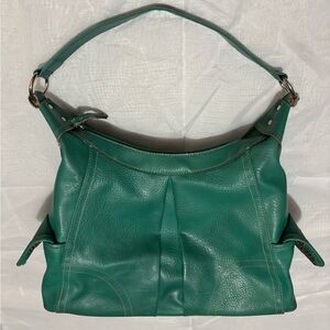 Mondani of New York faux leather Handbag/Purse, Tote Green and silver bag